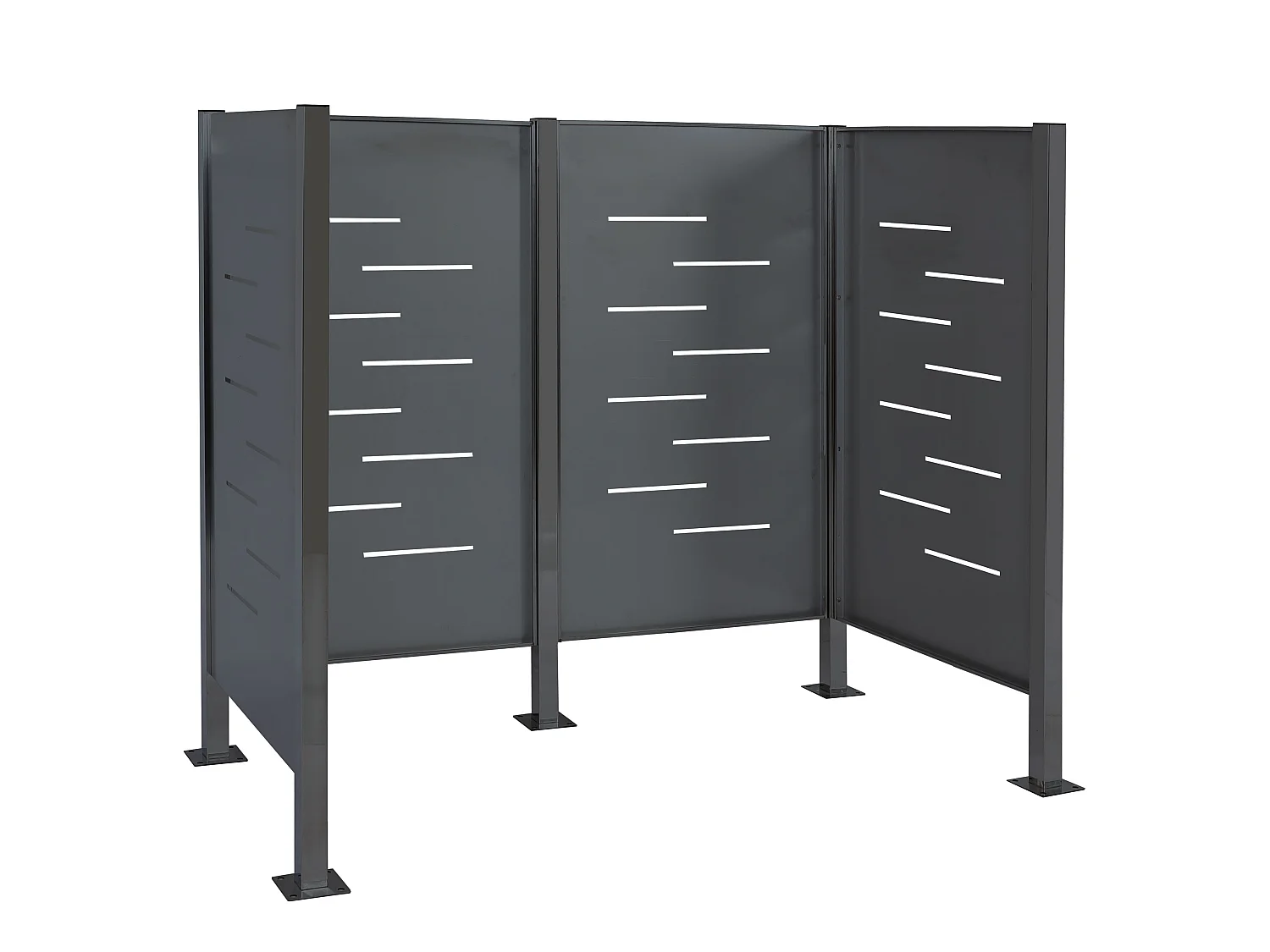 Recinzione fendivista bidoni box spazzatura rifiuti MCW-J55 150x165x85cm acciaio zincato antracite