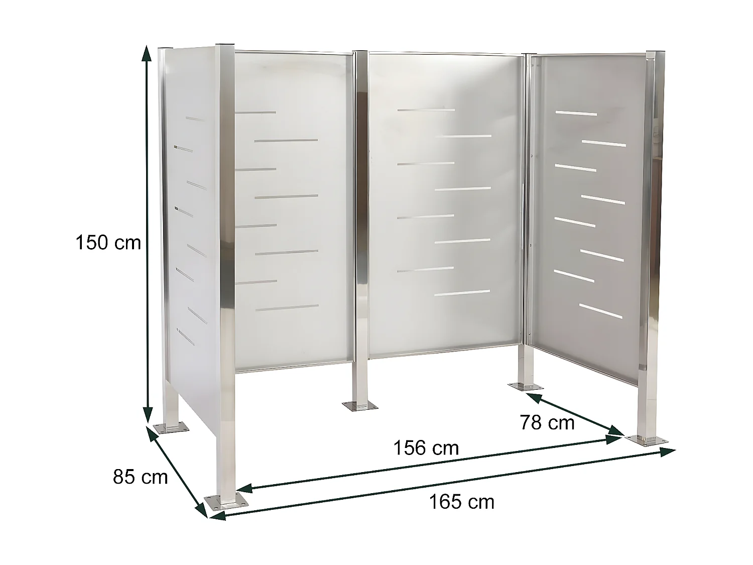 Recinzione fendivista bidoni box spazzatura rifiuti MCW-J55 150x165x85cm acciaio zincato antracite