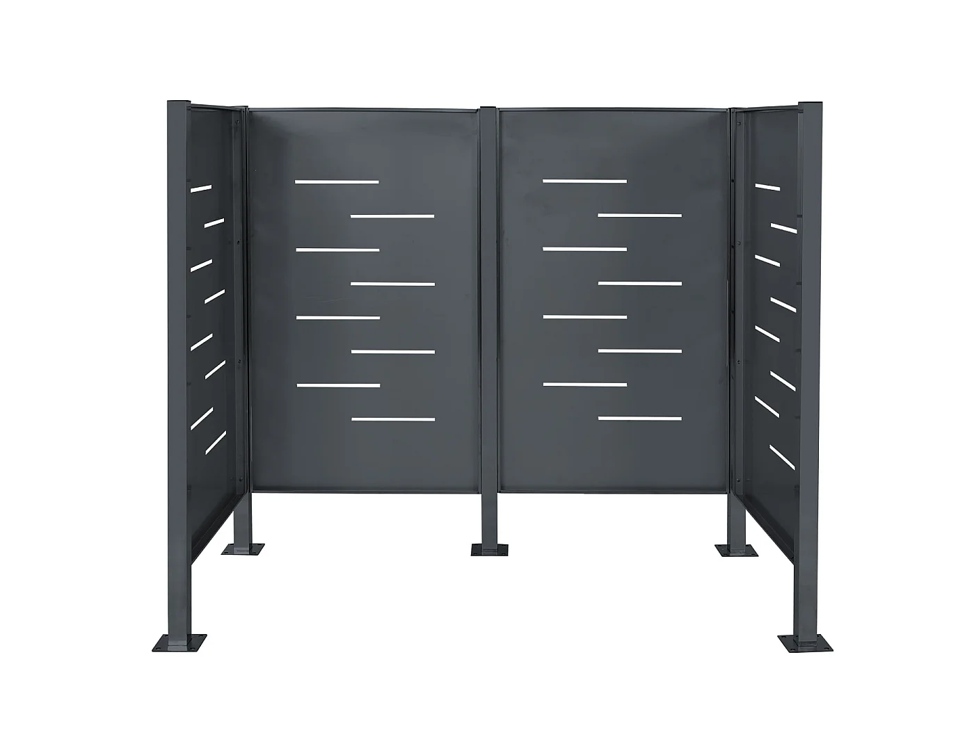 Recinzione fendivista bidoni box spazzatura rifiuti MCW-J55 150x165x85cm acciaio zincato antracite