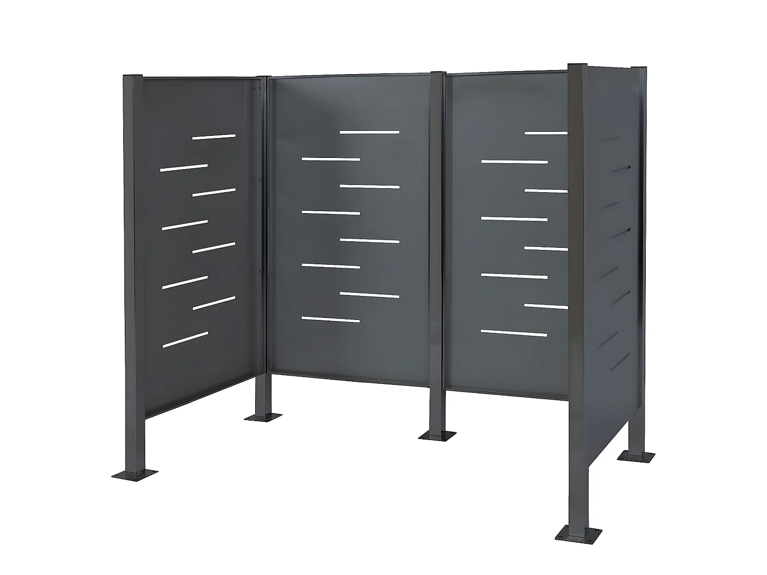 Recinzione fendivista bidoni box spazzatura rifiuti MCW-J55 150x165x85cm acciaio zincato antracite