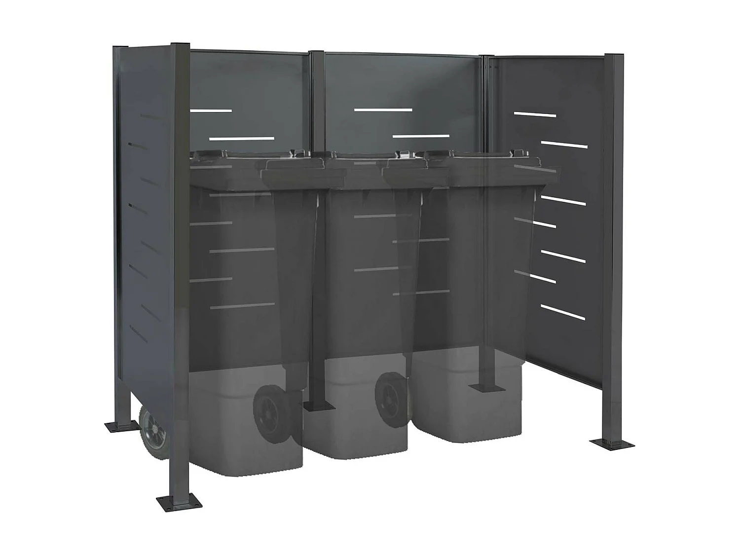 Recinzione fendivista bidoni box spazzatura rifiuti MCW-J55 150x165x85cm acciaio zincato antracite