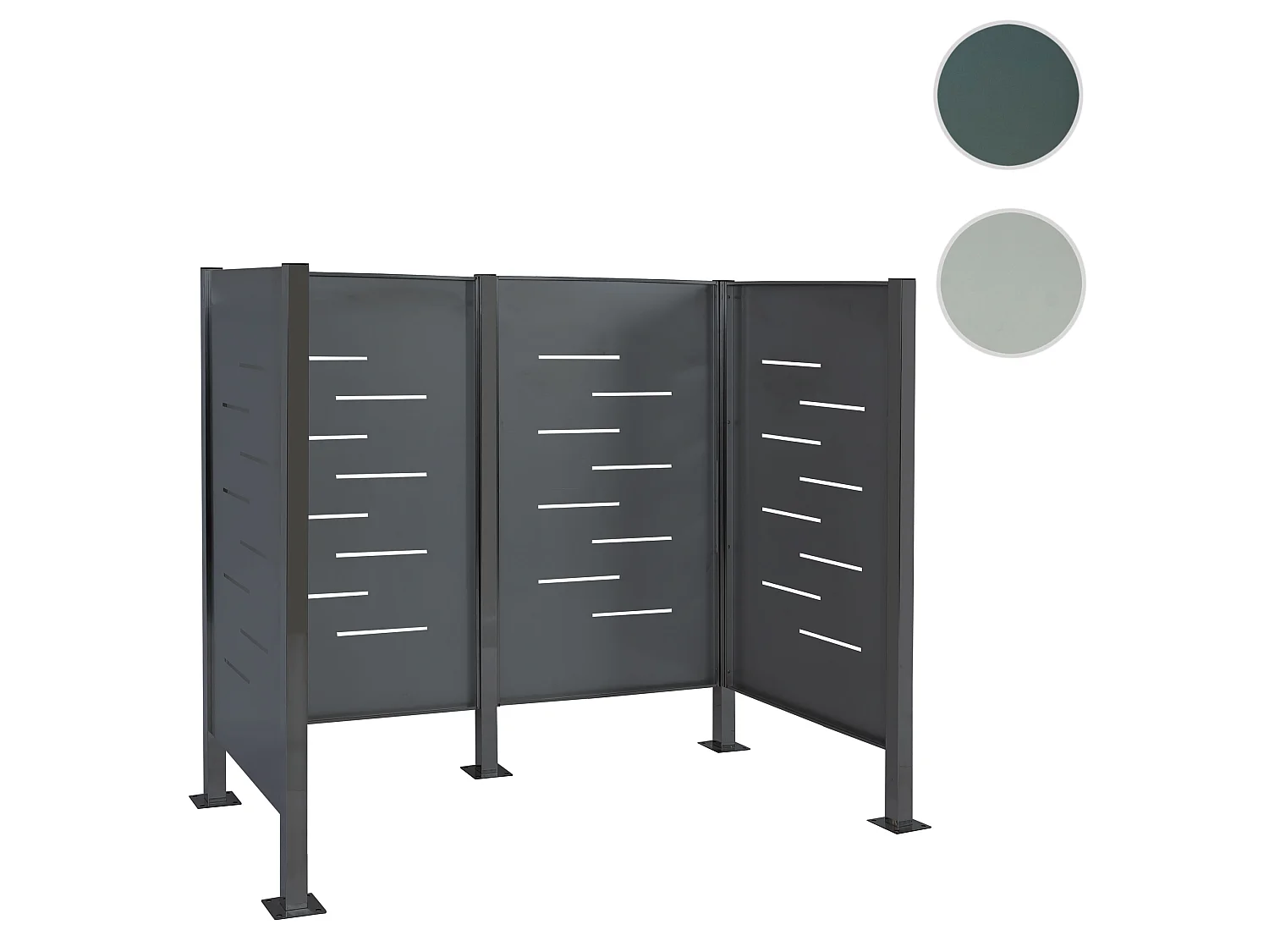 Recinzione fendivista bidoni box spazzatura rifiuti MCW-J55 150x165x85cm acciaio zincato antracite