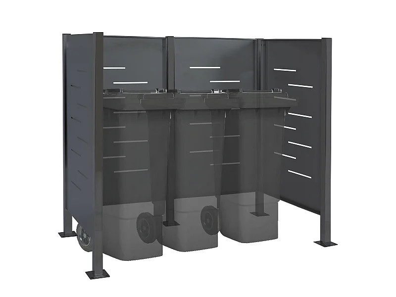 Recinzione fendivista bidoni box spazzatura rifiuti MCW-J55 150x165x85cm acciaio zincato antracite