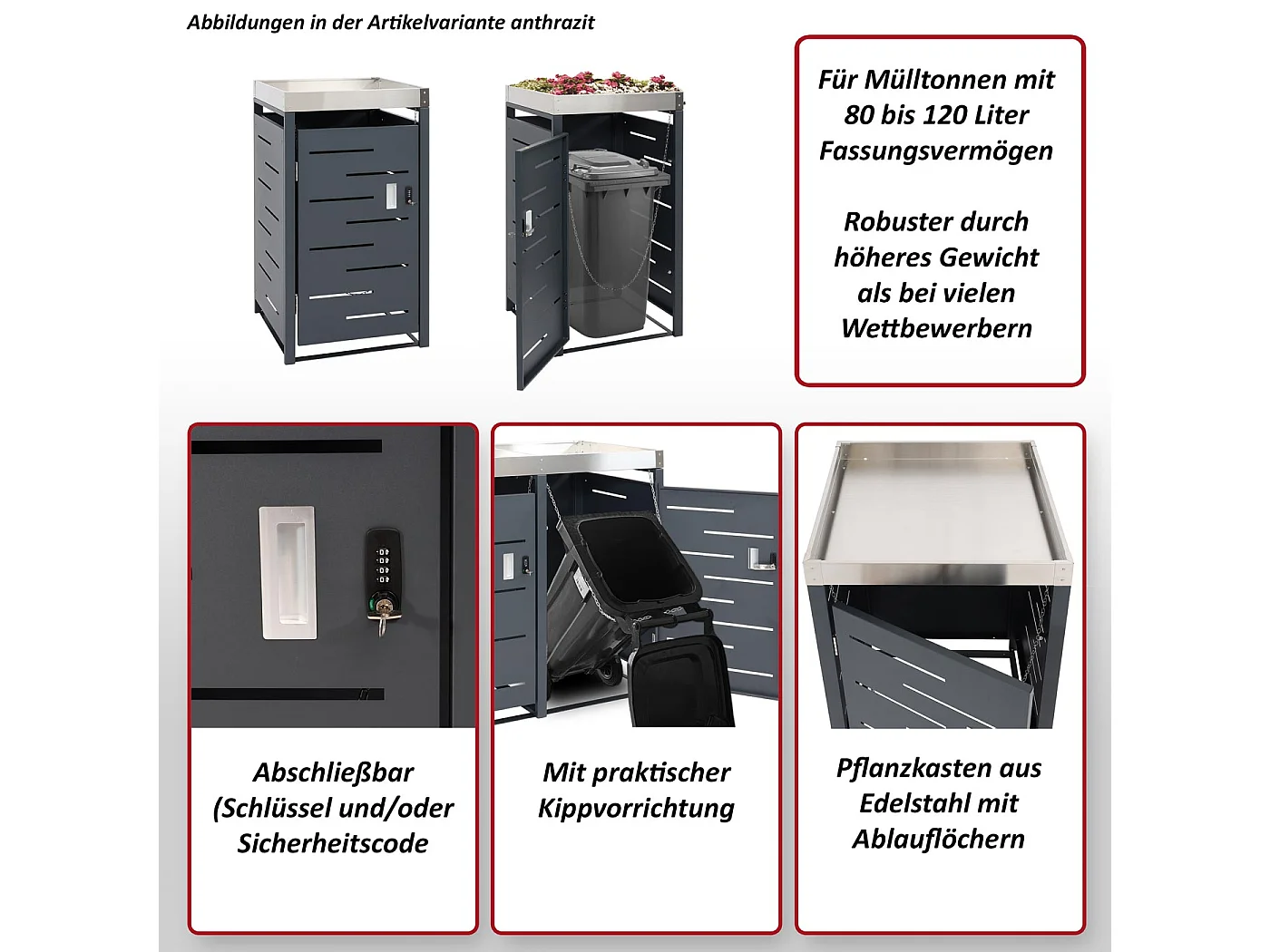 Bekleding voor vuilnisbak met 1 bak MCW-H40b