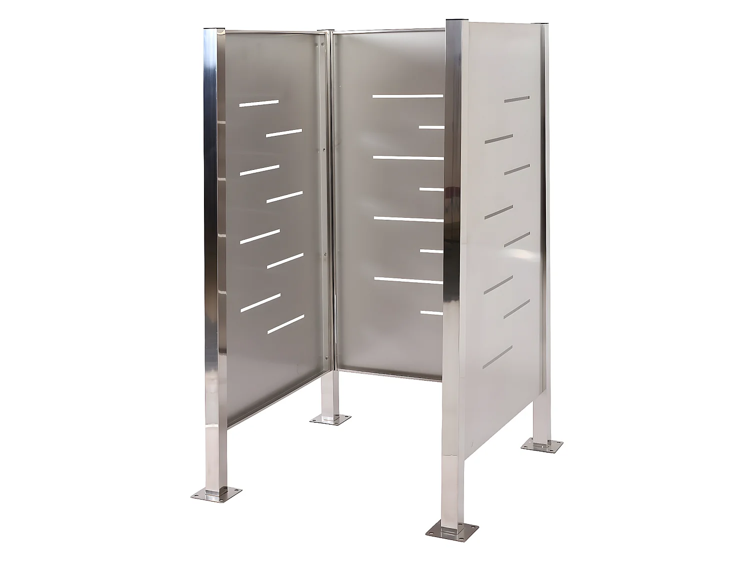 Recinzione fendivista bidoni box spazzatura rifiuti MCW-J55 150x85x85cm acciaio inox