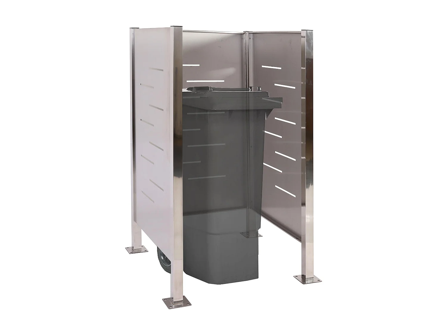 Valla metálica para papeleras MCW-J55,  acero inoxidable