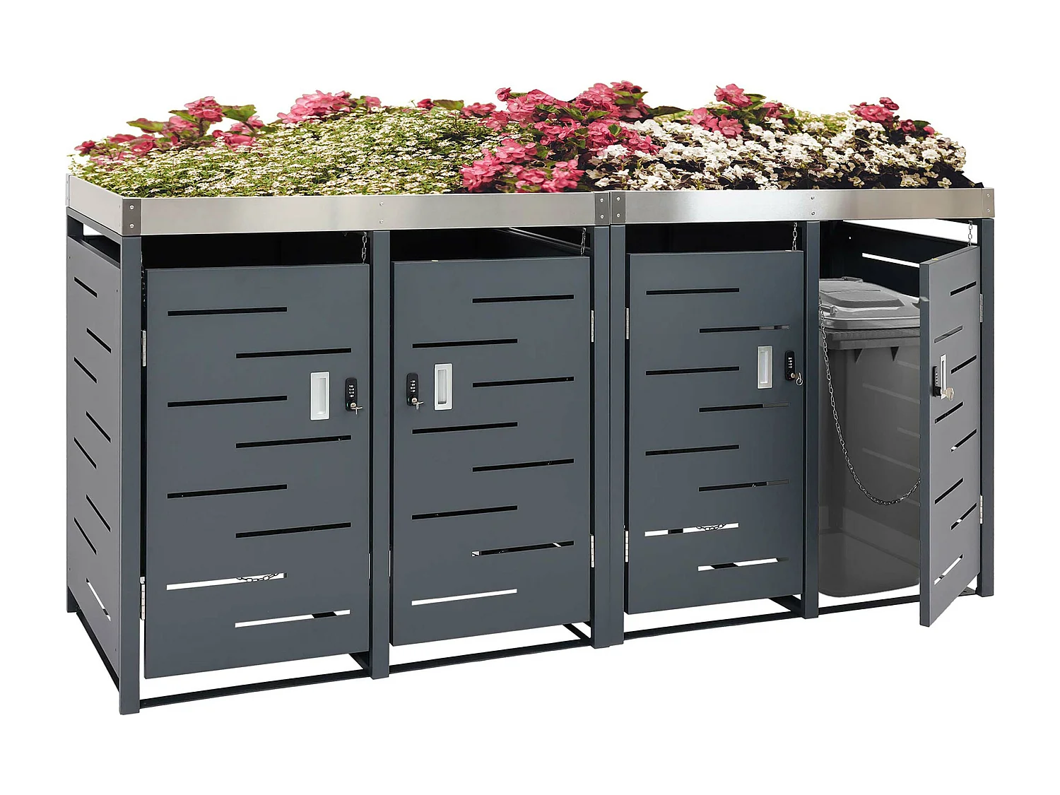 Cache-poubelle pour 4 poubelles MCW-H40b