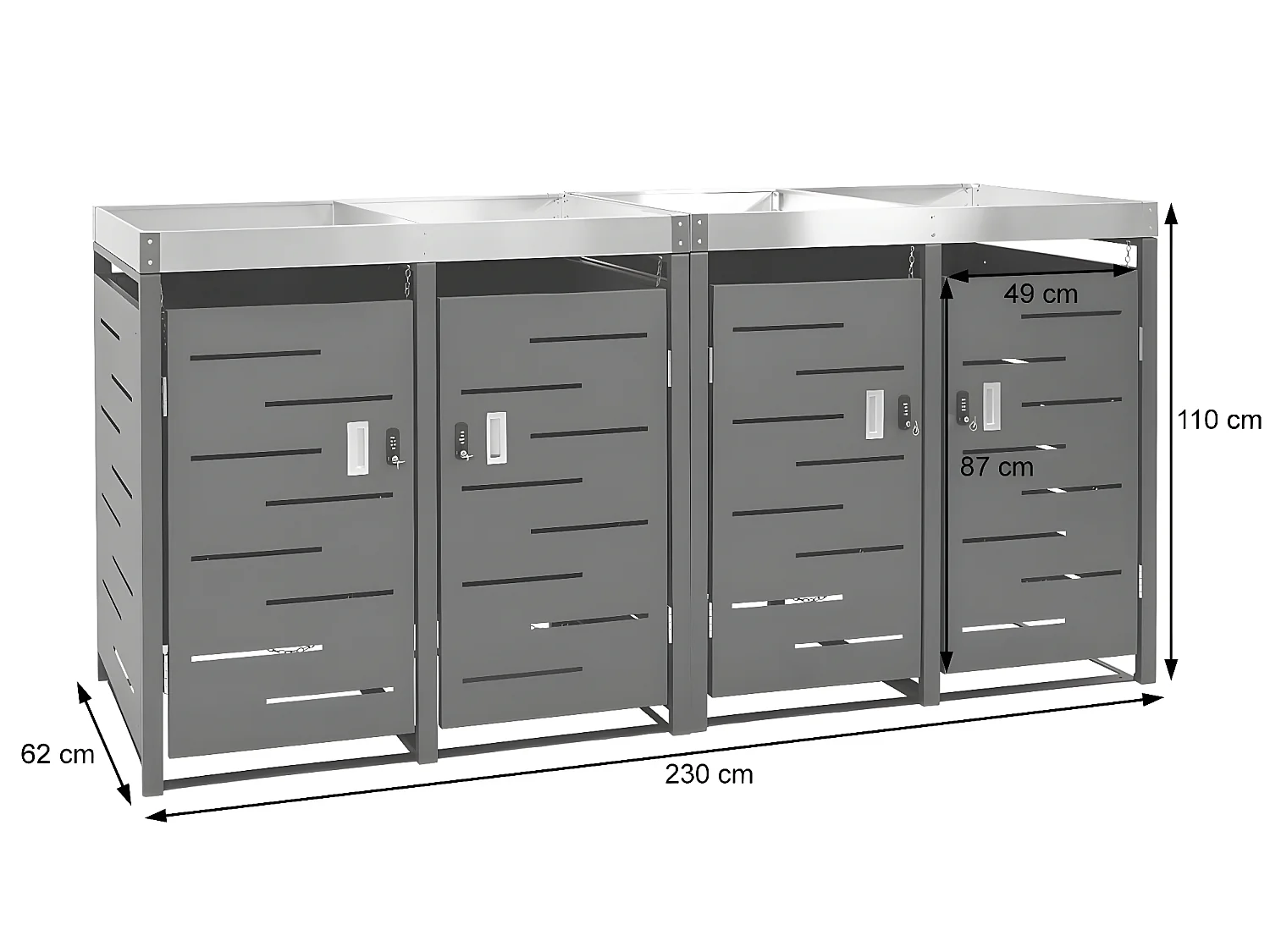 Cache-poubelle pour 4 poubelles MCW-H40b