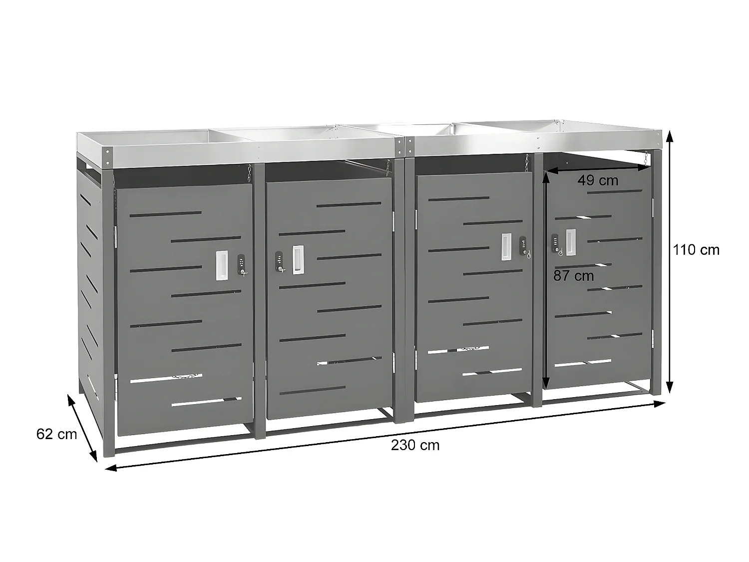 Cache-poubelle pour 4 poubelles MCW-H40b
