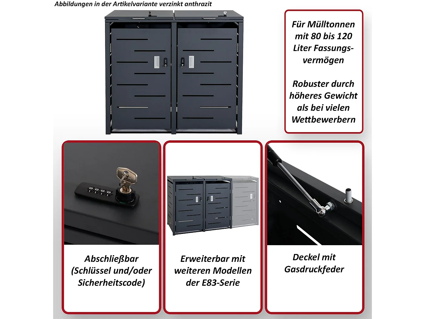 Afvalzak MCW-E83 (2 eenheden),  roestvrij staal 38kg