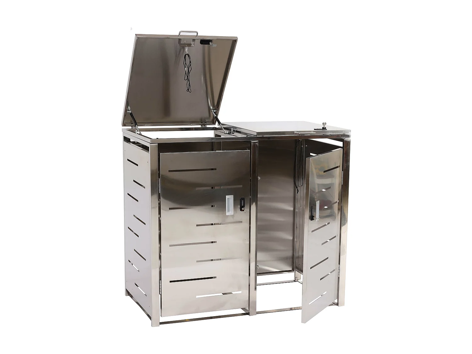 Cache-poubelle pour 2 poubelles MCW-E83 (2er),  Acier inoxydable 38kg