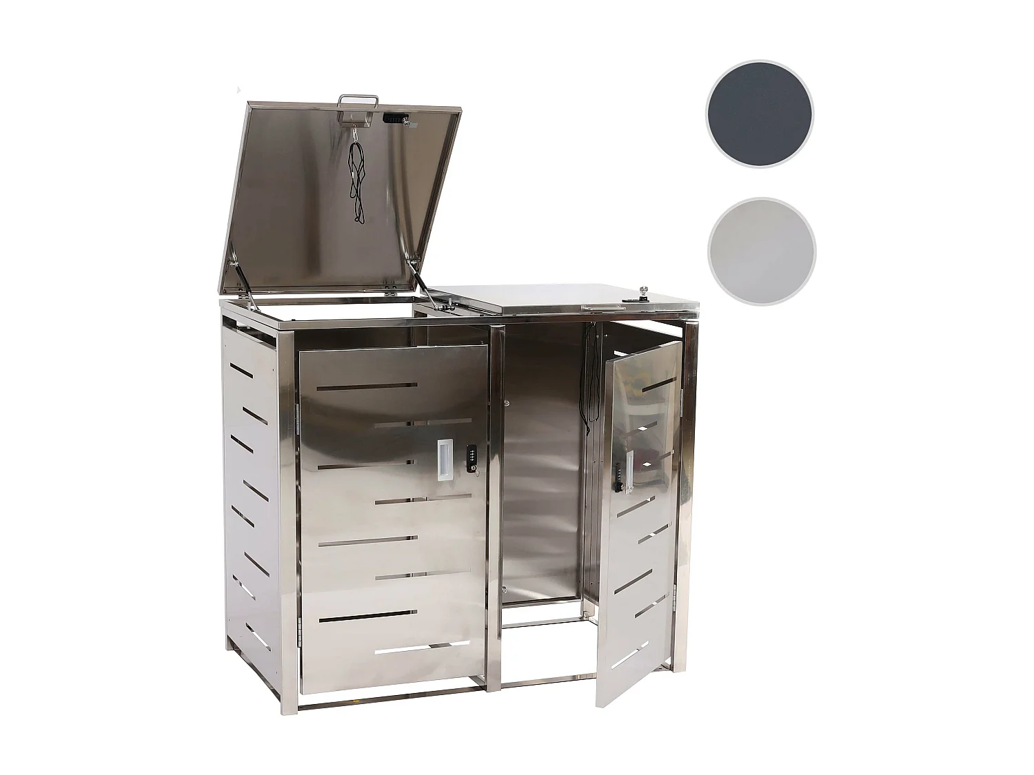 Cache-poubelle pour 2 poubelles MCW-E83 (2er),  Acier inoxydable 38kg