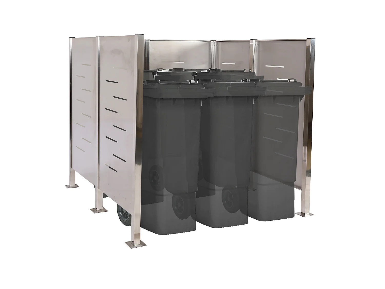 Clôture pour poubelles MCW-J55,  inox