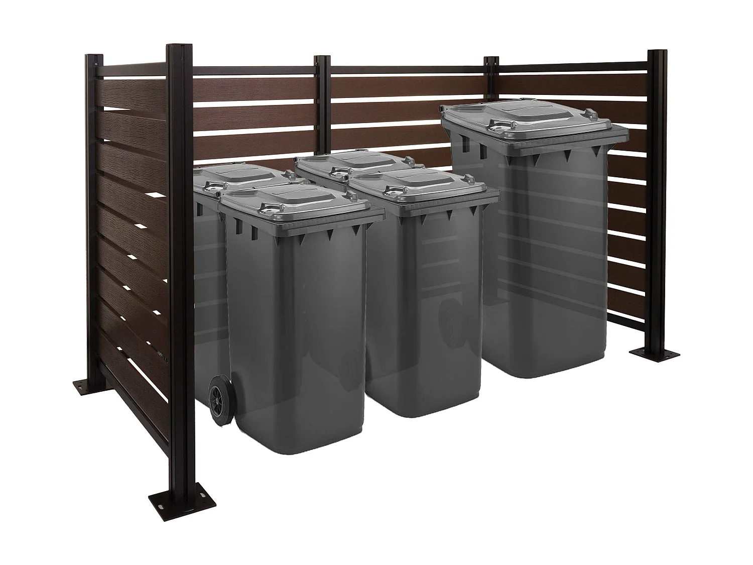 Clôture pour poubelles en aluminium MCW-K57,  marron