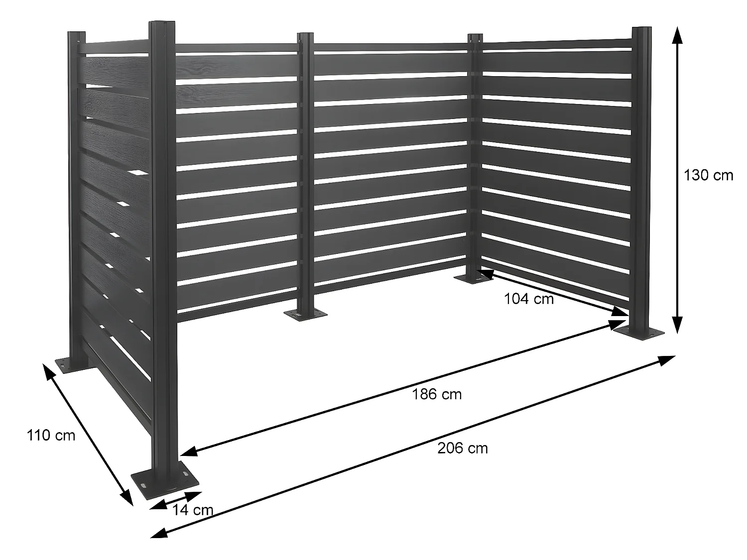 Clôture pour poubelles en aluminium MCW-K57,  marron