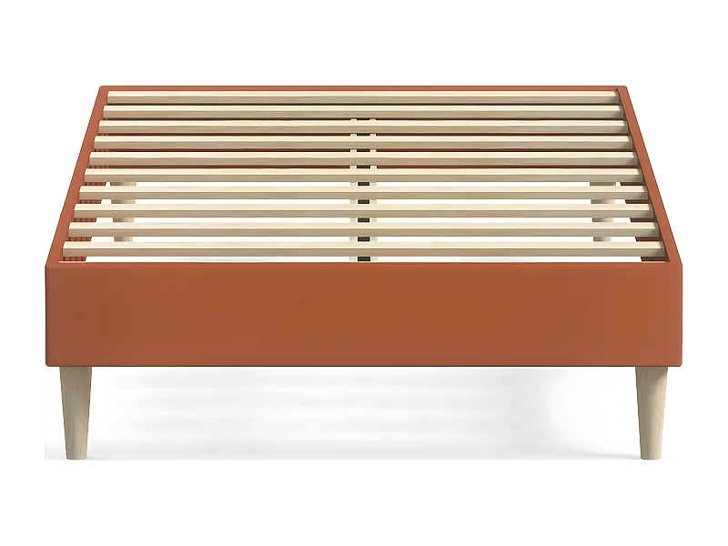 Lit adulte 90x190 cm en velours rouille - Dina