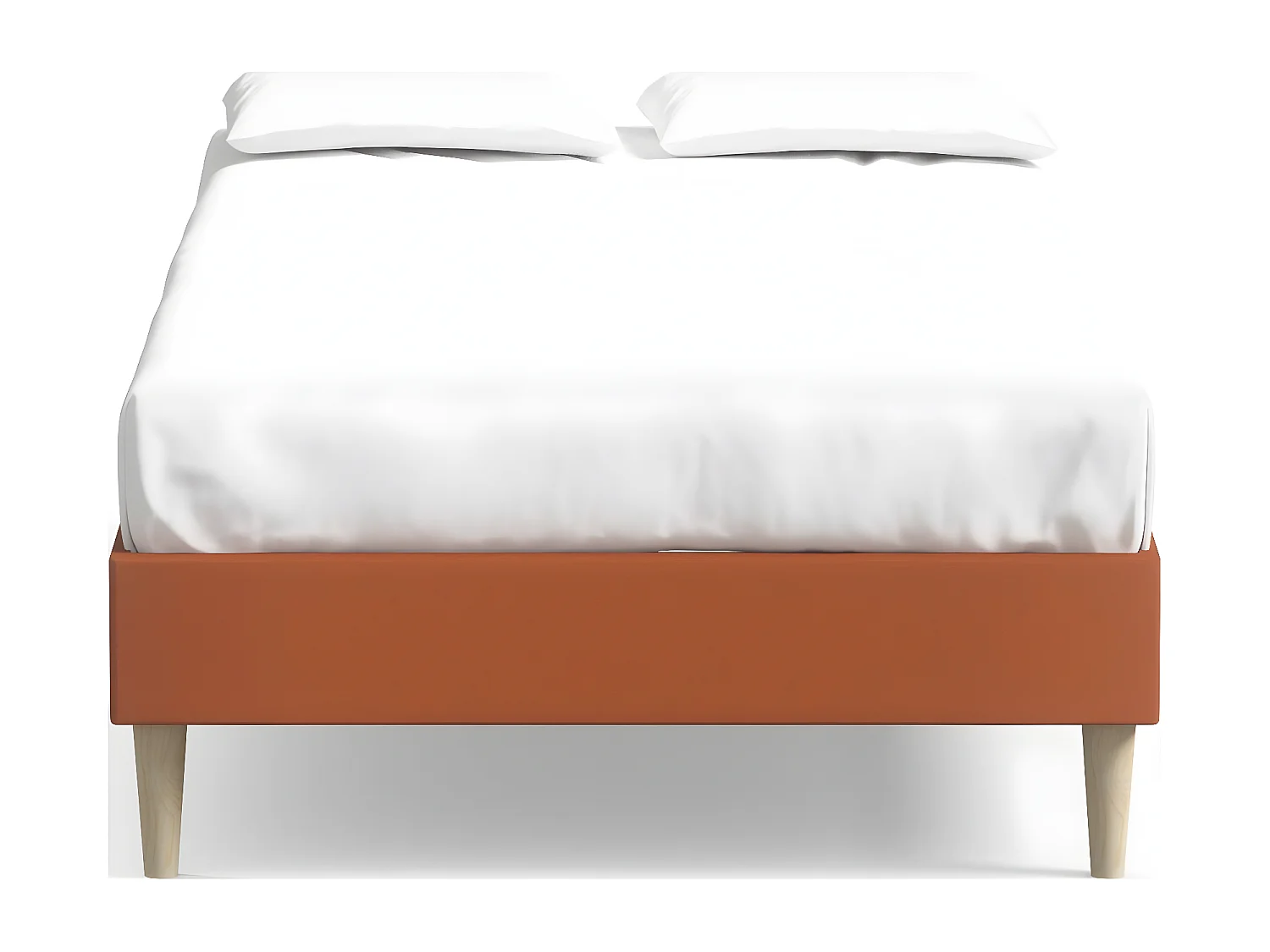 Lit adulte 90x190 cm en velours rouille - Dina