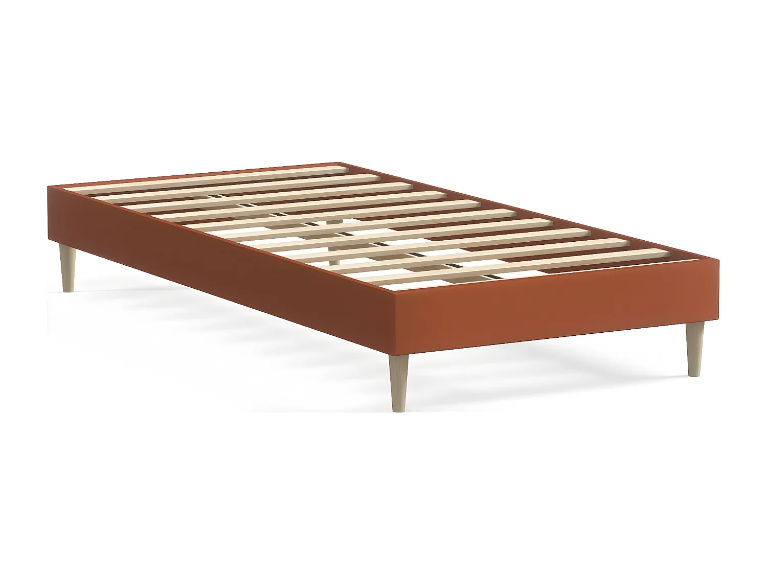 Lit adulte 90x190 cm en velours rouille - Dina