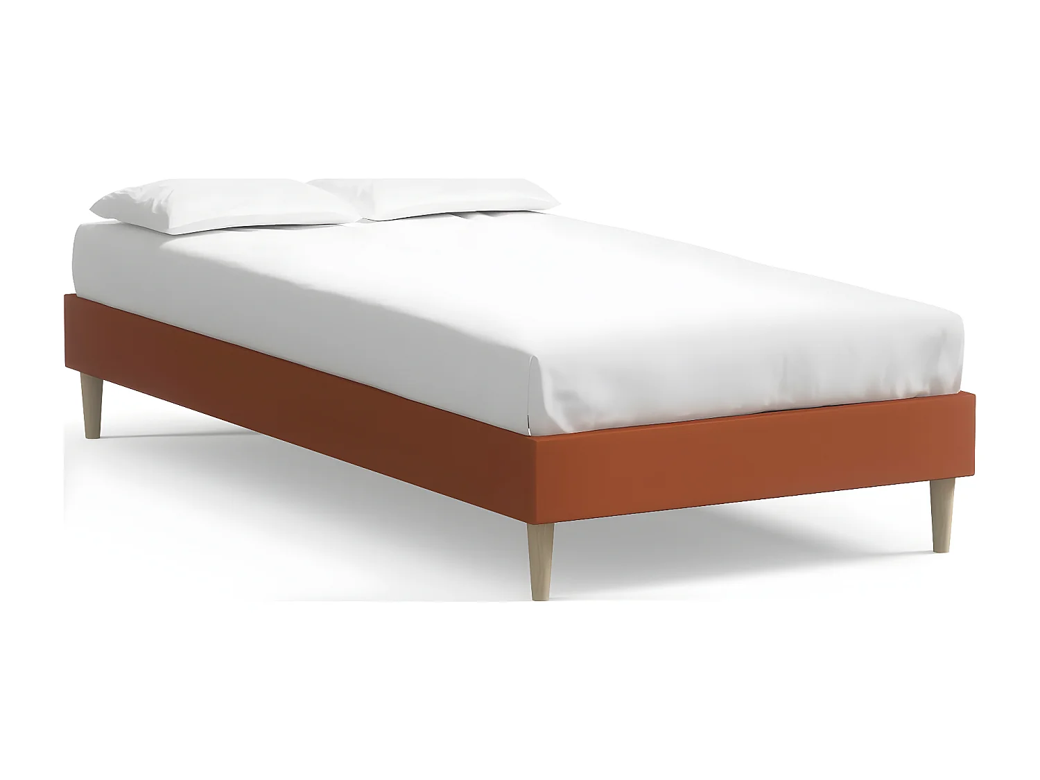 Lit adulte 90x190 cm en velours rouille - Dina