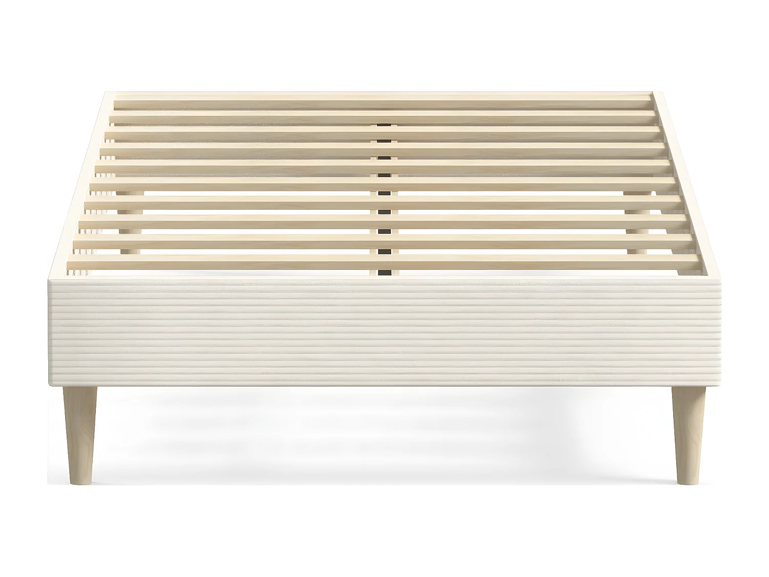 Lit adulte 90x190 cm en velours côtelé beige - Dina