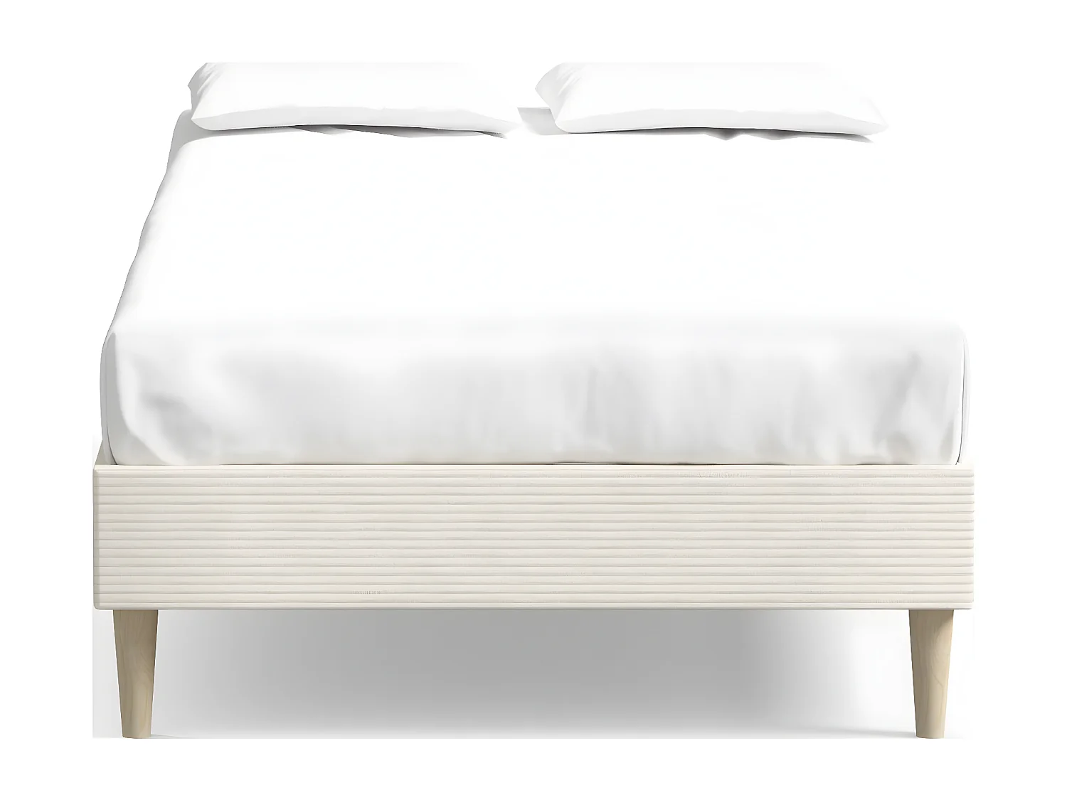Lit adulte 90x190 cm en velours côtelé beige - Dina