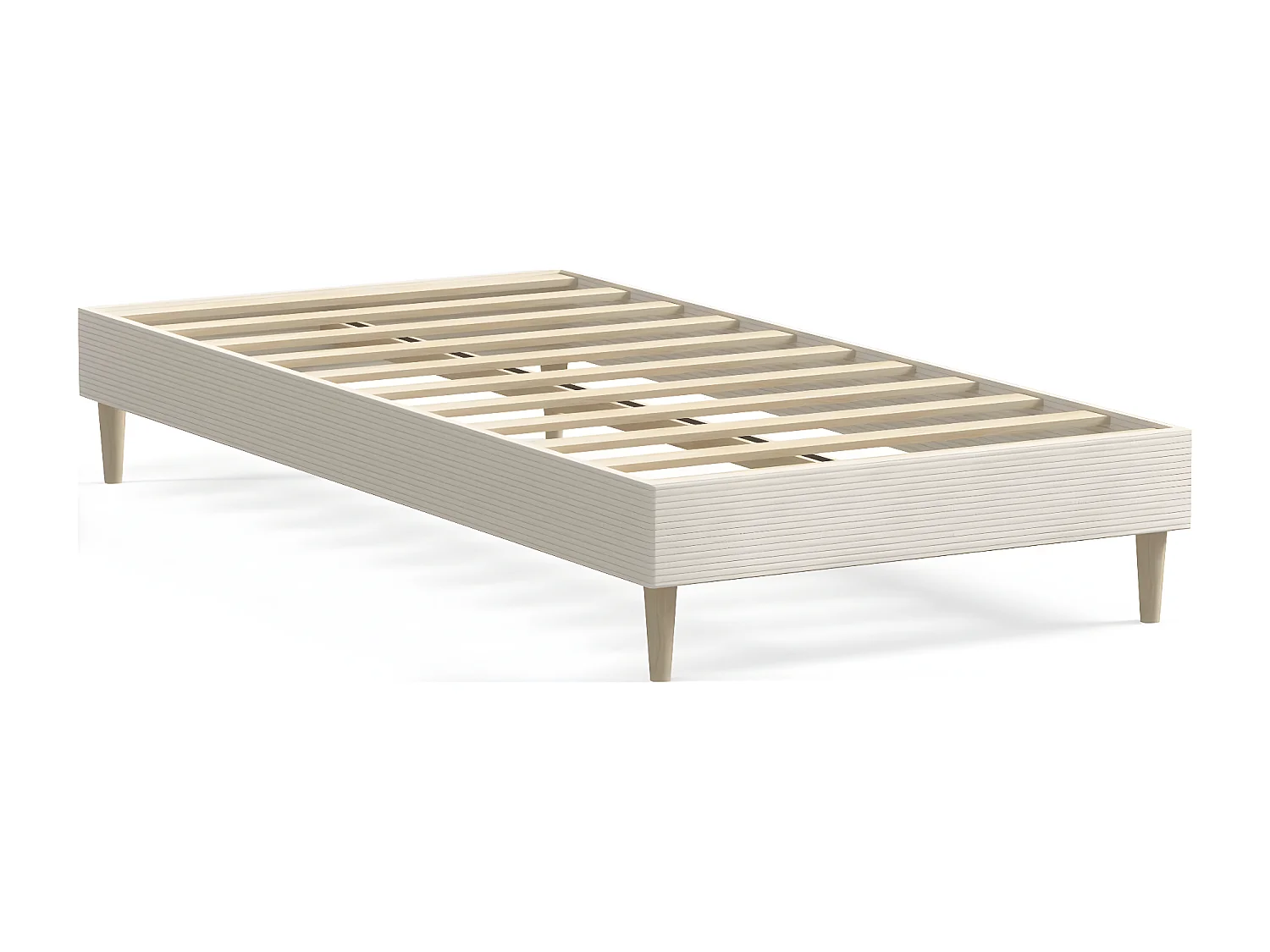 Lit adulte 90x190 cm en velours côtelé beige - Dina