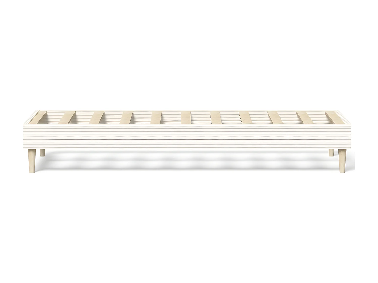 Lit adulte 90x190 cm en velours côtelé beige - Dina