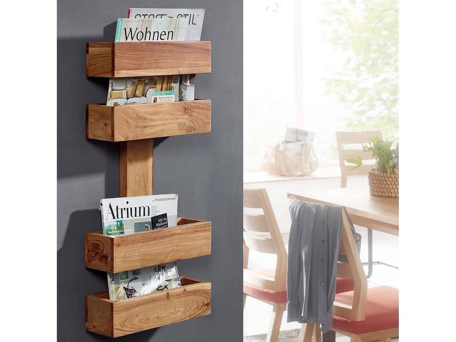 Zeitungsständer Massivholz Zeitschriftenständer Prospekthalter Landhaus