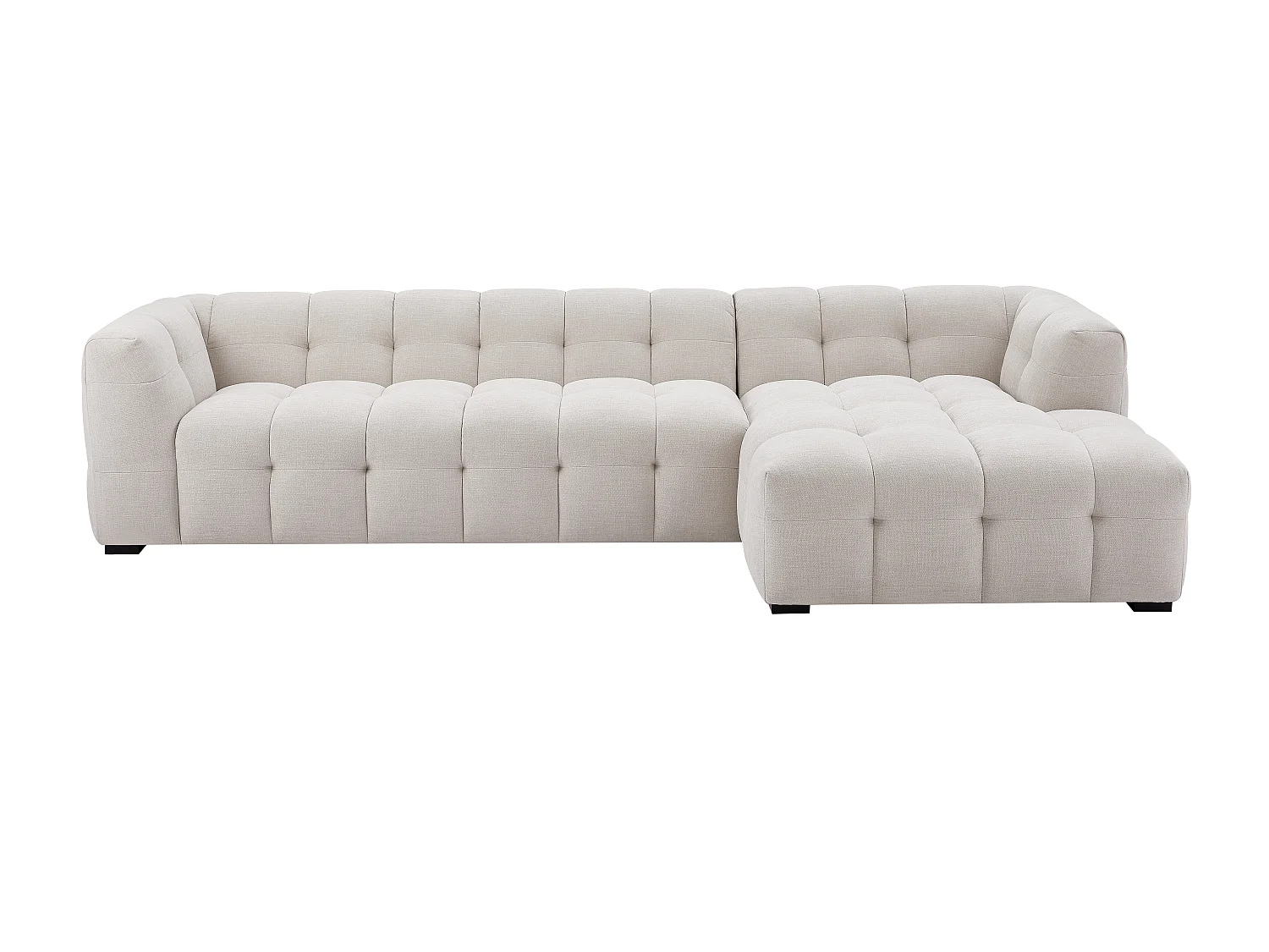 Ecksofa & Hocker - Ecke rechts - melierter Stoff - Beige - DILOME von Pascal Morabito