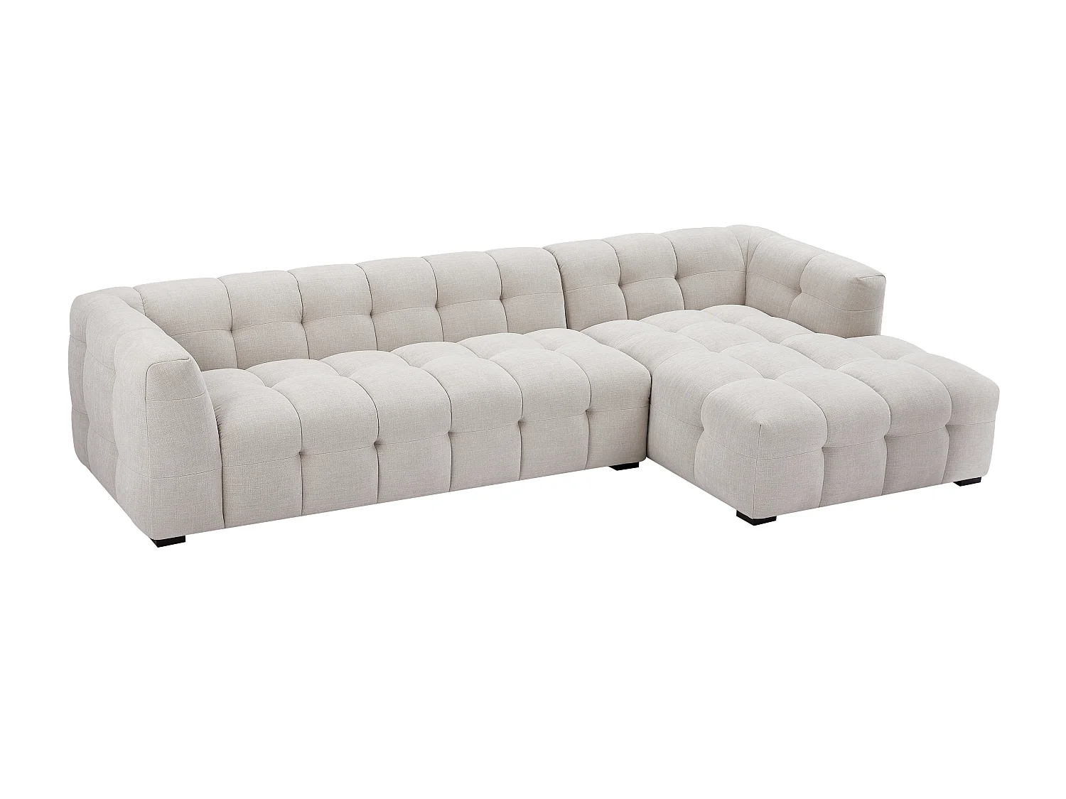 Ecksofa & Hocker - Ecke rechts - melierter Stoff - Beige - DILOME von Pascal Morabito