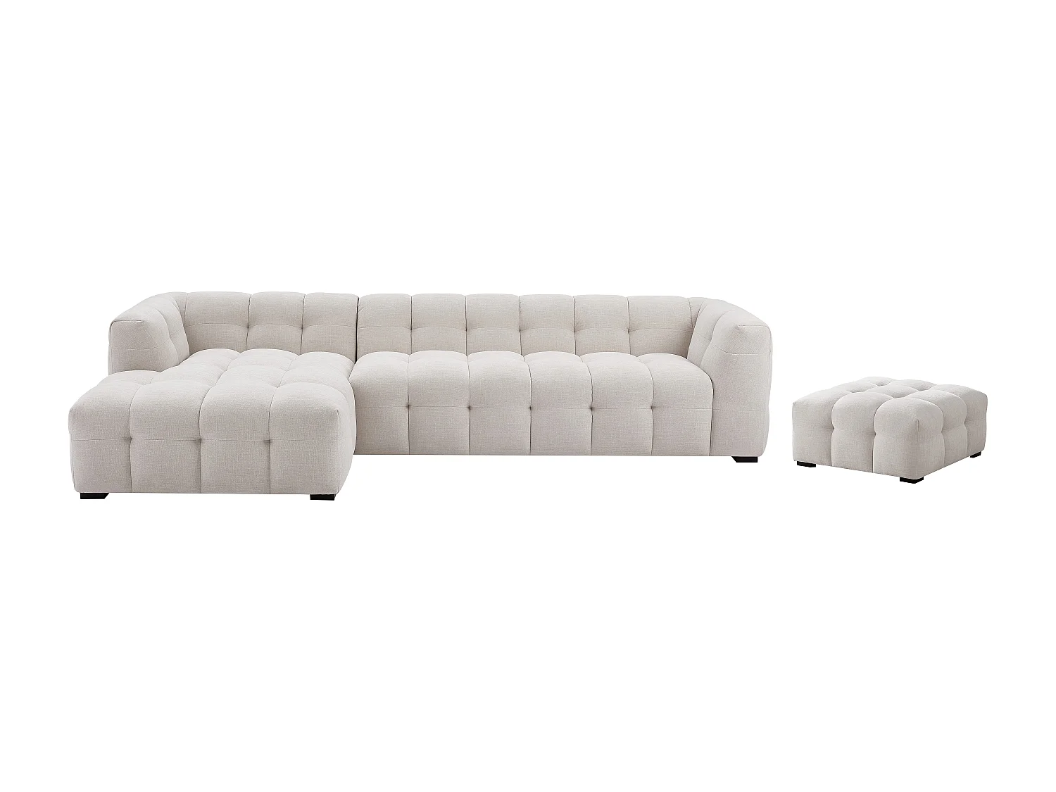 Ecksofa & Hocker - Ecke links - melierter Stoff - Beige - DILOME von Pascal Morabito