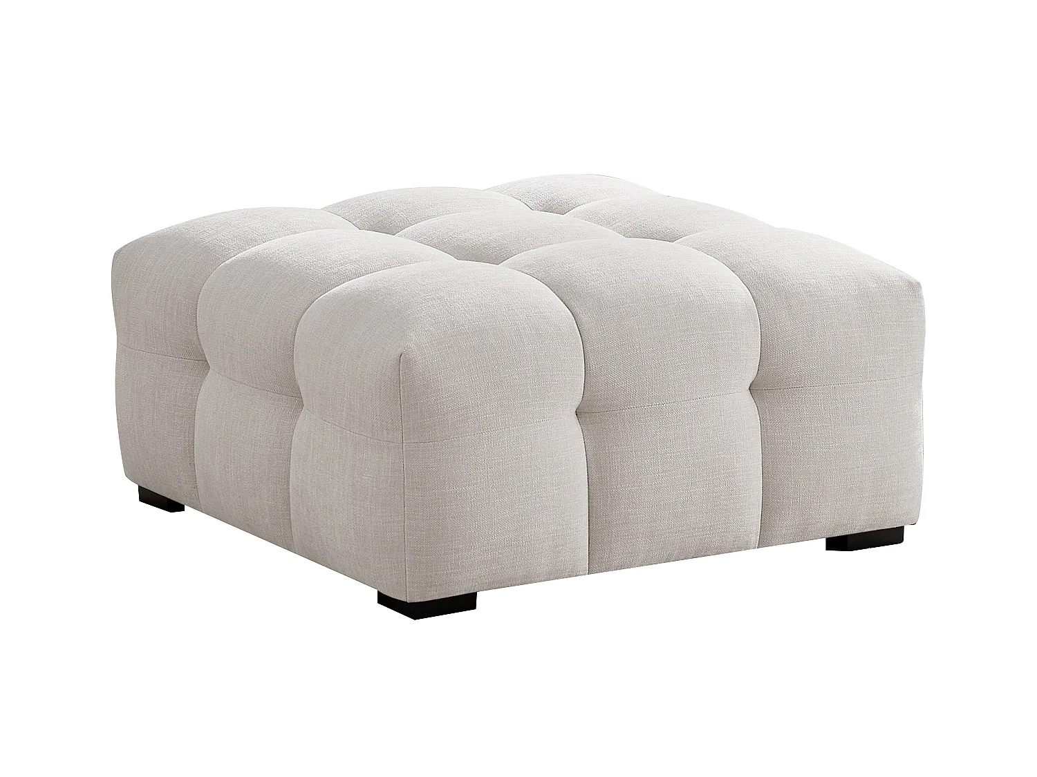 Hoekslaapbank met hoek links en poef van gechineerde beige stof DILOME van Pascal Morabito