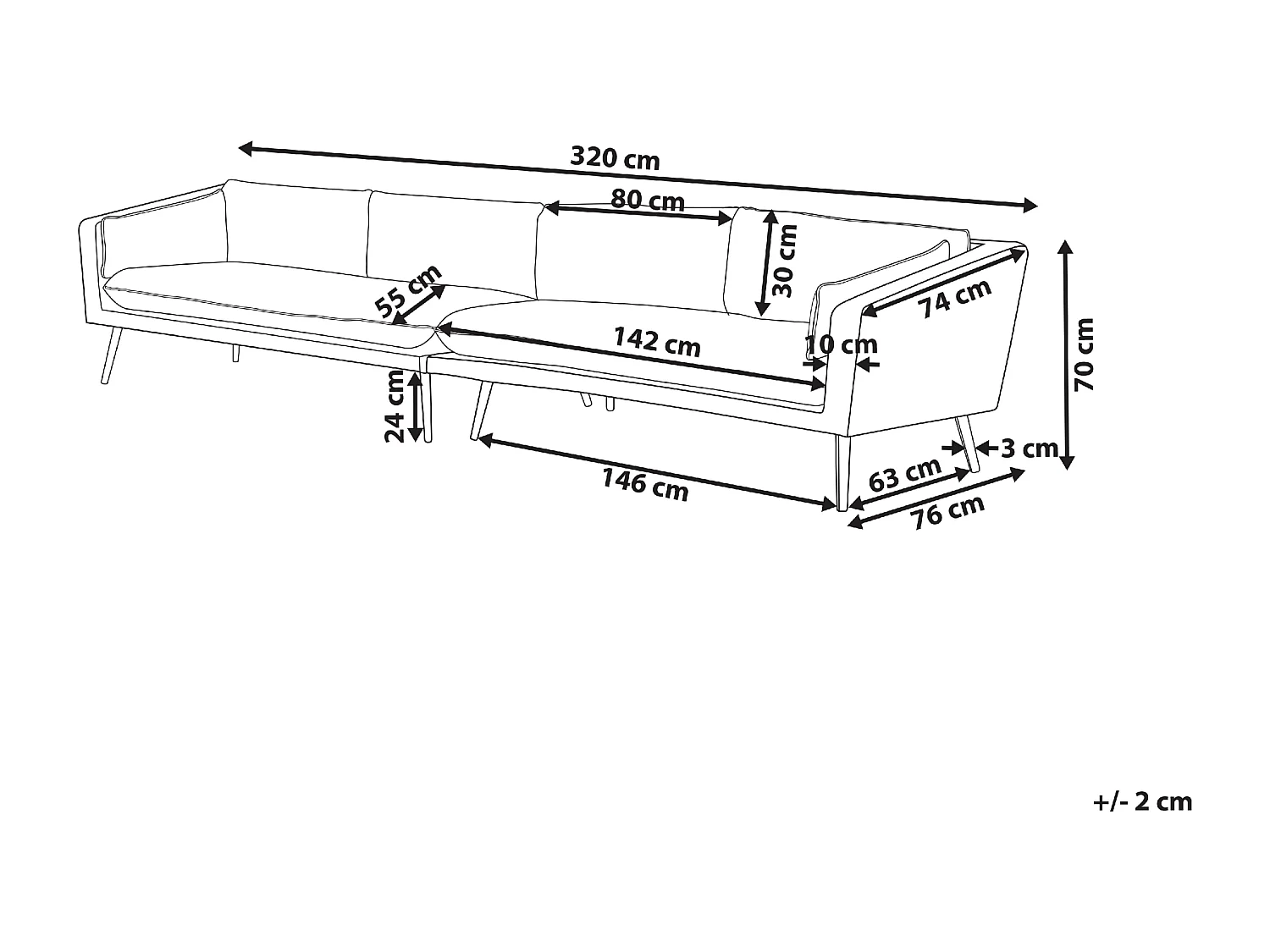 Tuin loungebank 4-zitter LORETELLO Grijs