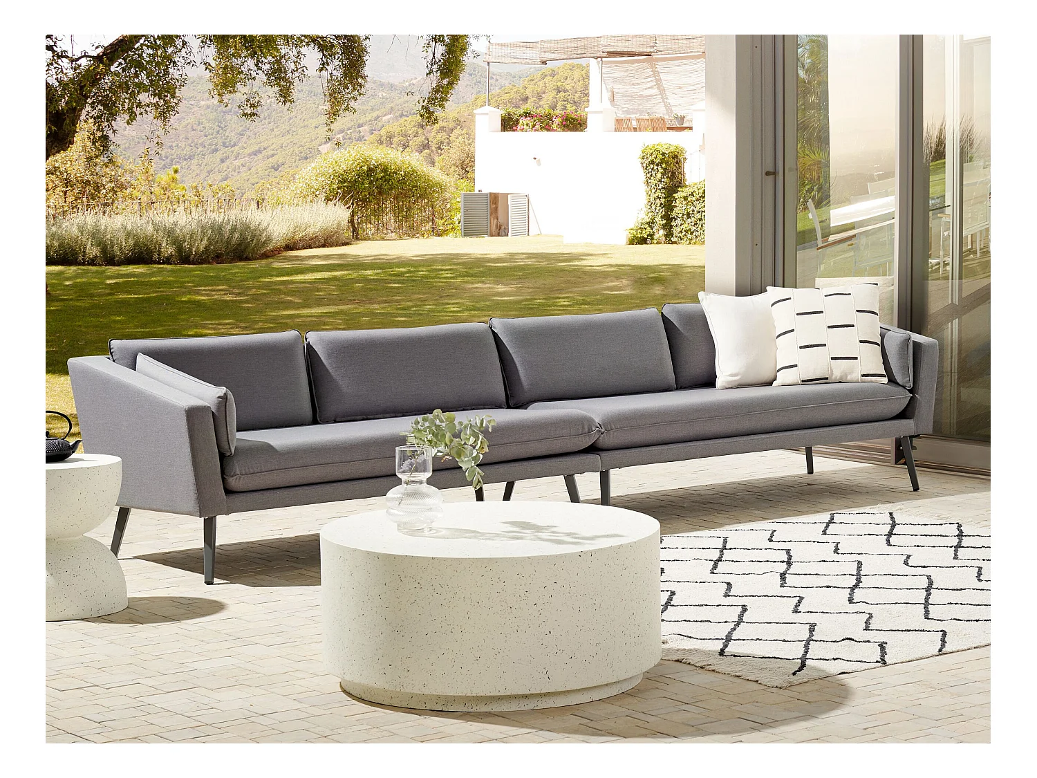 Modulares 4-Sitzer Garten Ecksofa grau Wohnlandschaft L-Form Modern Loretello