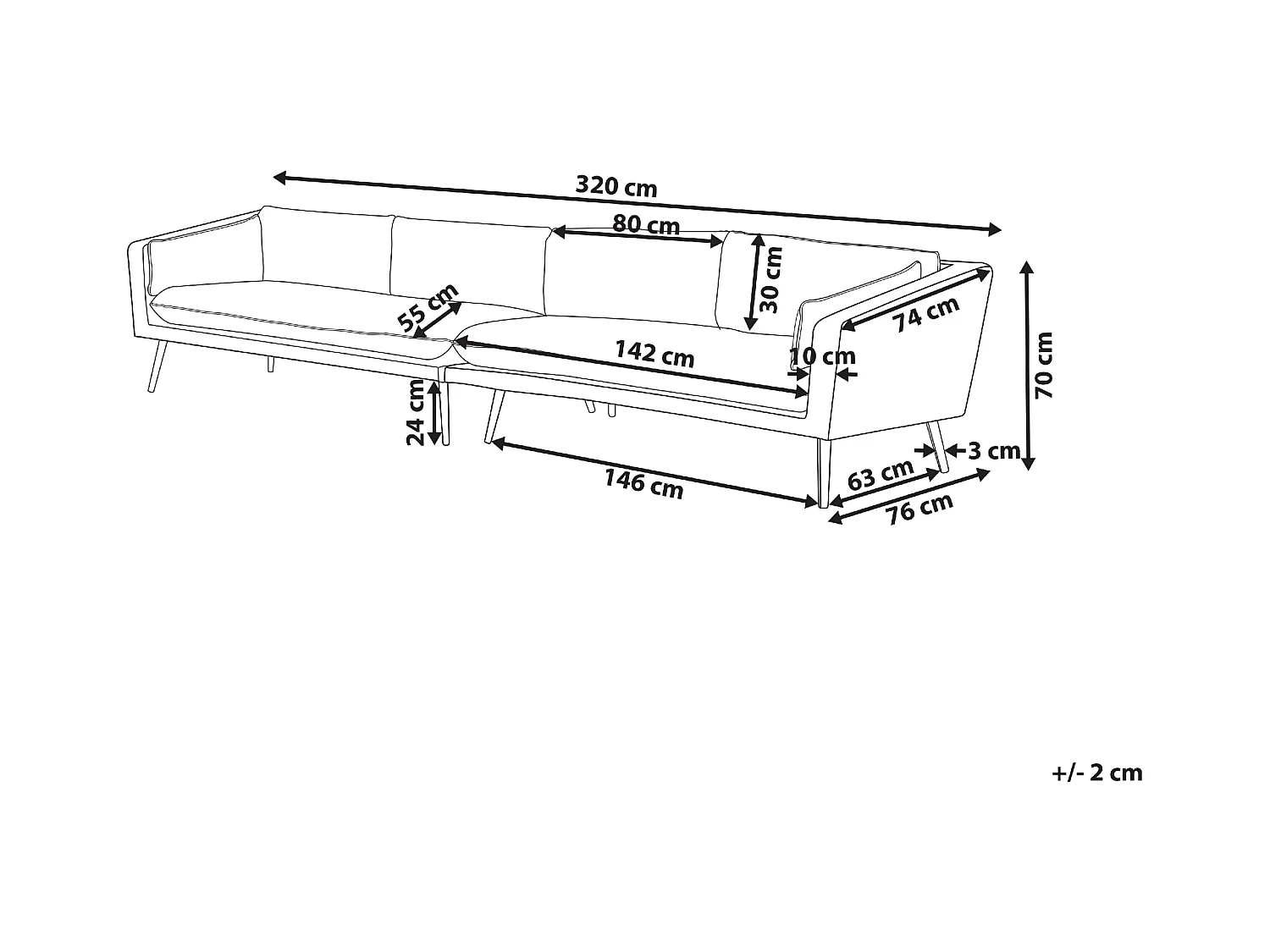 Sofa ogrodowa dla 4 osób LORETELLO Szary
