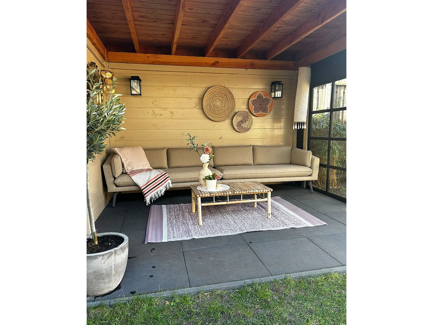 Canapé de jardin 4 places LORETELLO Beige