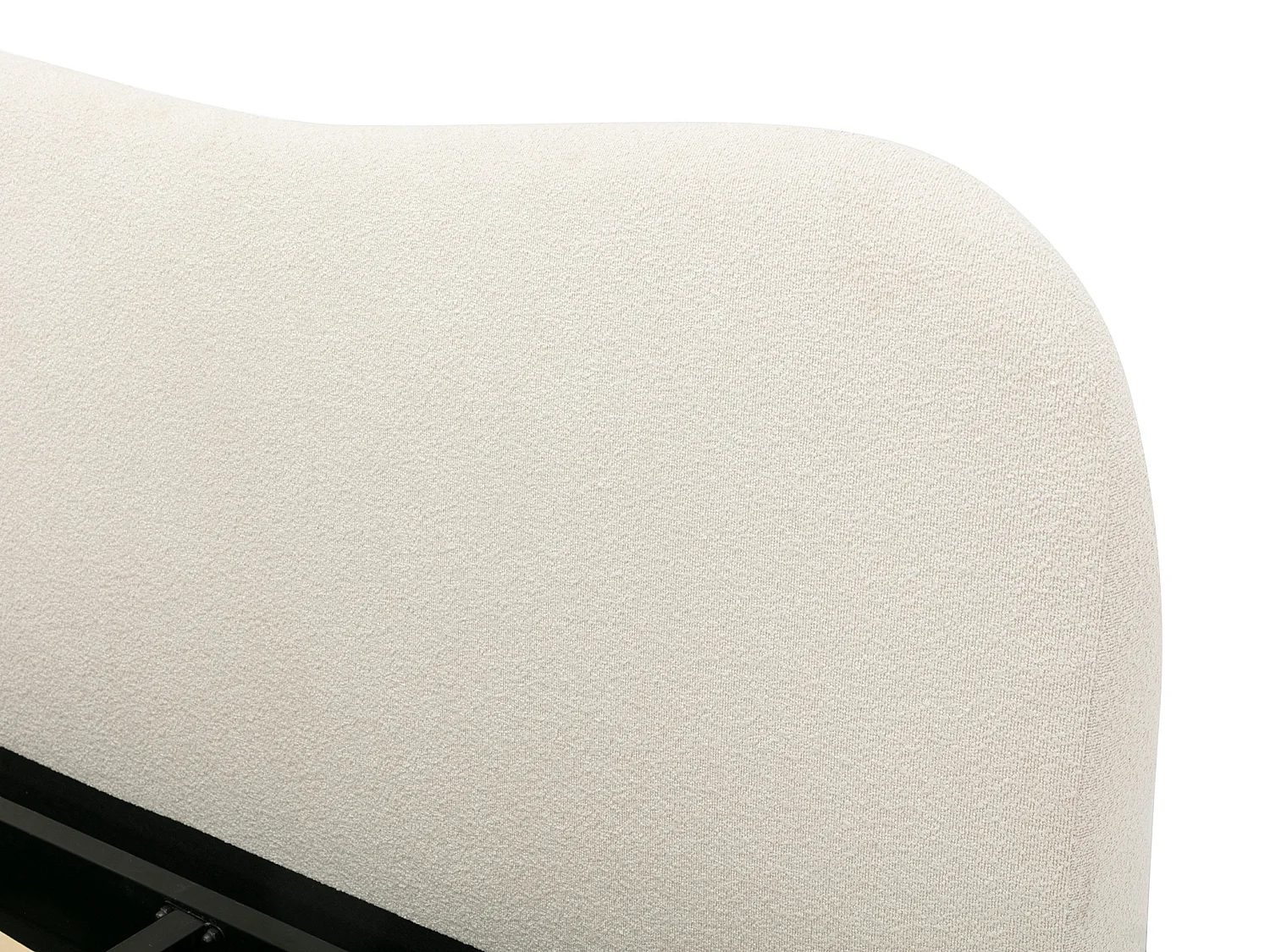 Lit coffre 140 x 190 cm - Tissu bouclette - Blanc + Matelas - VANARI