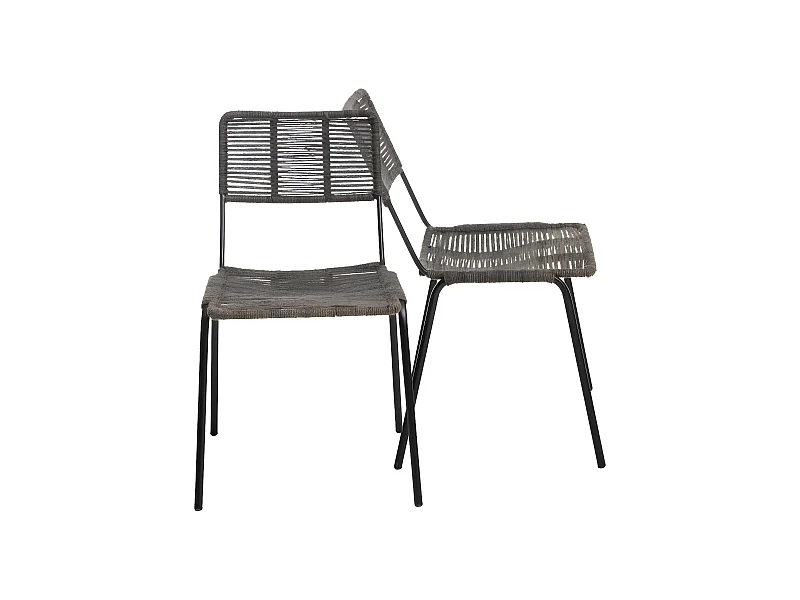 Juego de 2 sillas de metal y cuerda gris Emilia para un estilo bohemio y cómodo