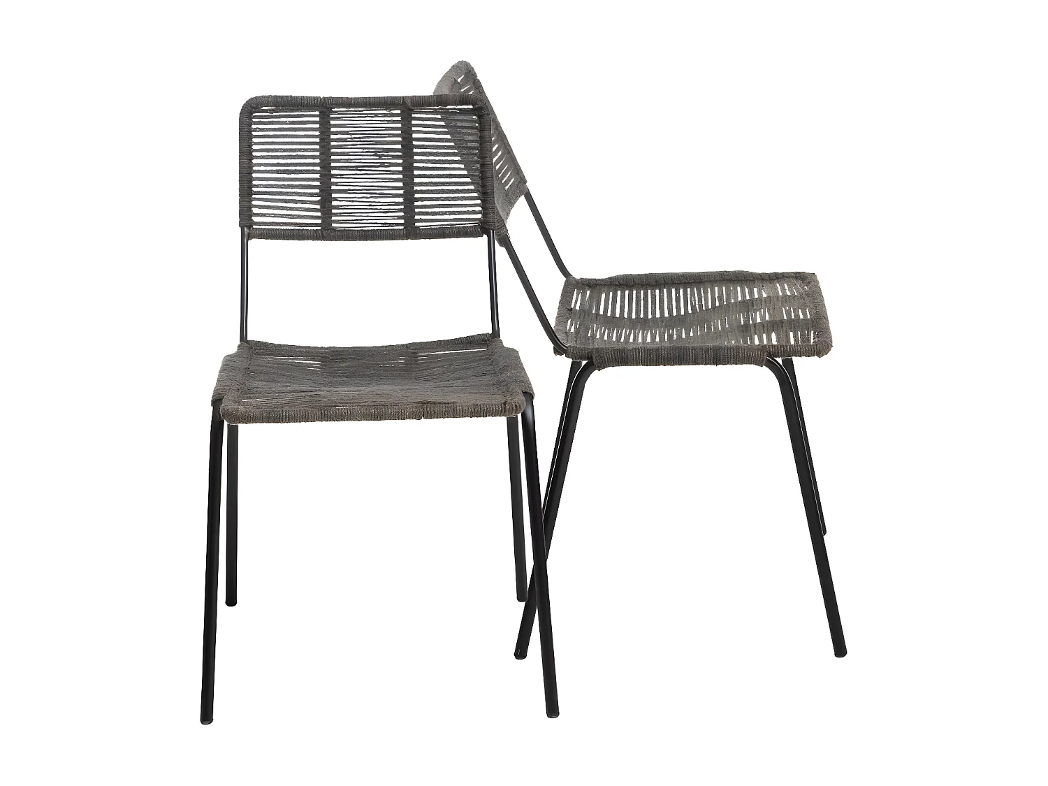 Chaise en métal et corde grise Emilia (lot de 2)