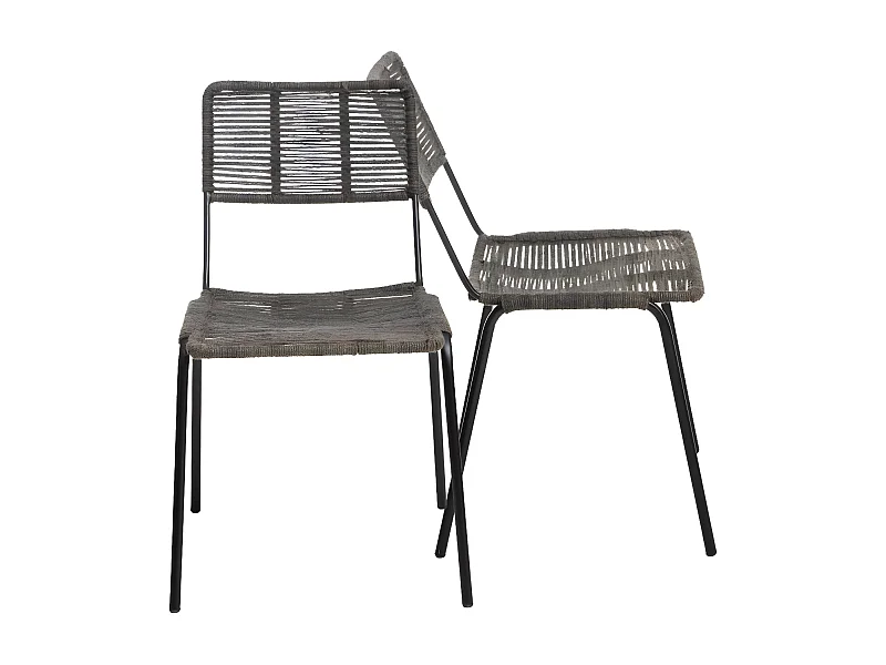 Chaise en métal et corde grise Emilia (lot de 2)