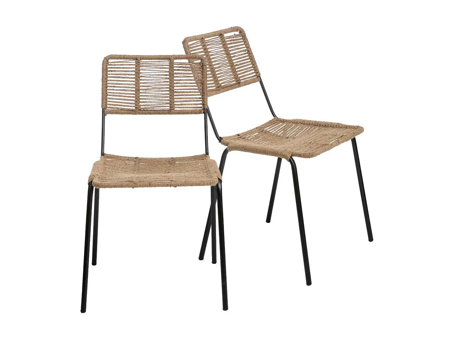 Chaise en métal et corde beige Emilia (lot de 2)