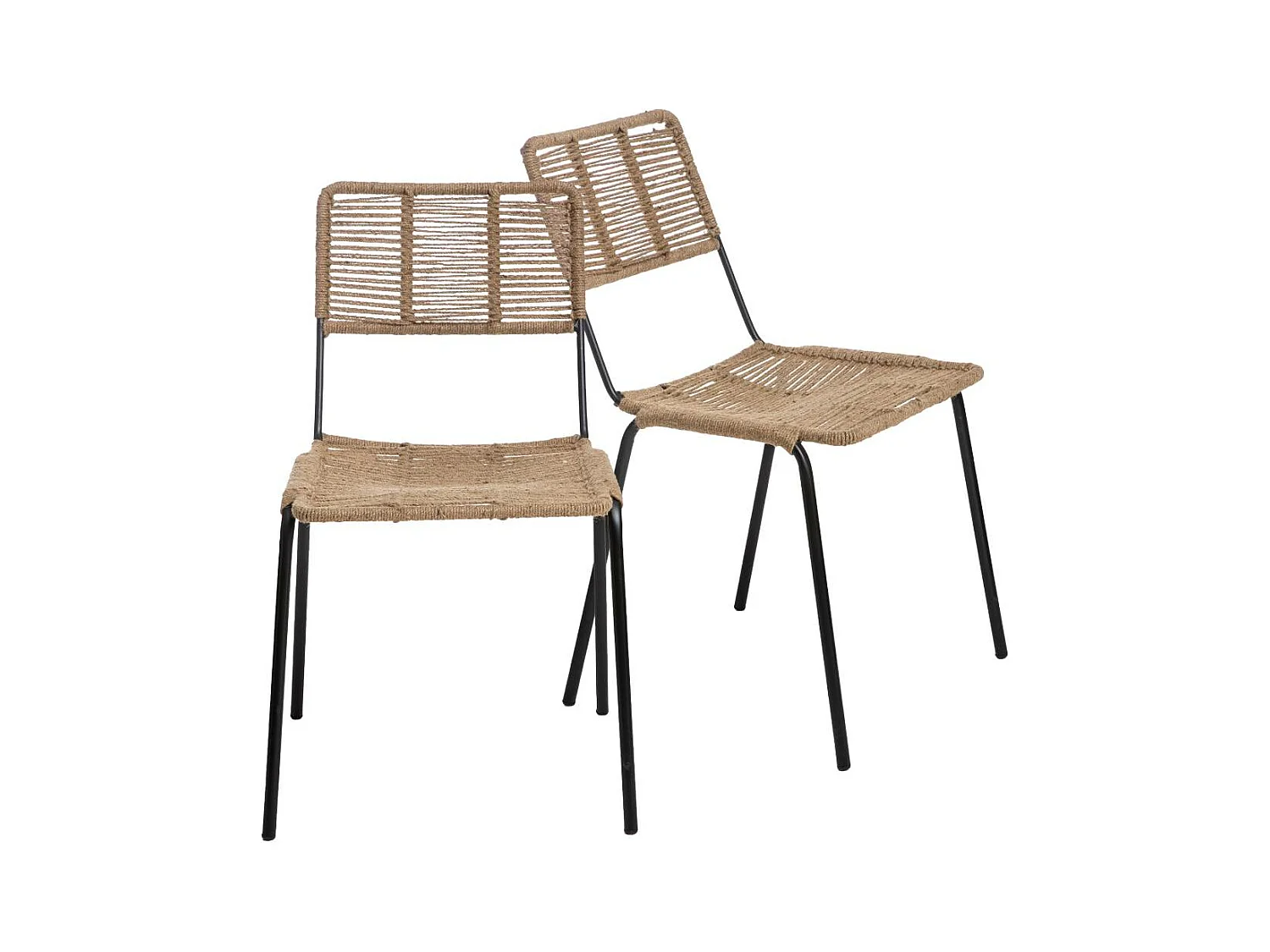 Chaise en métal et corde beige Emilia  (lot de 2)