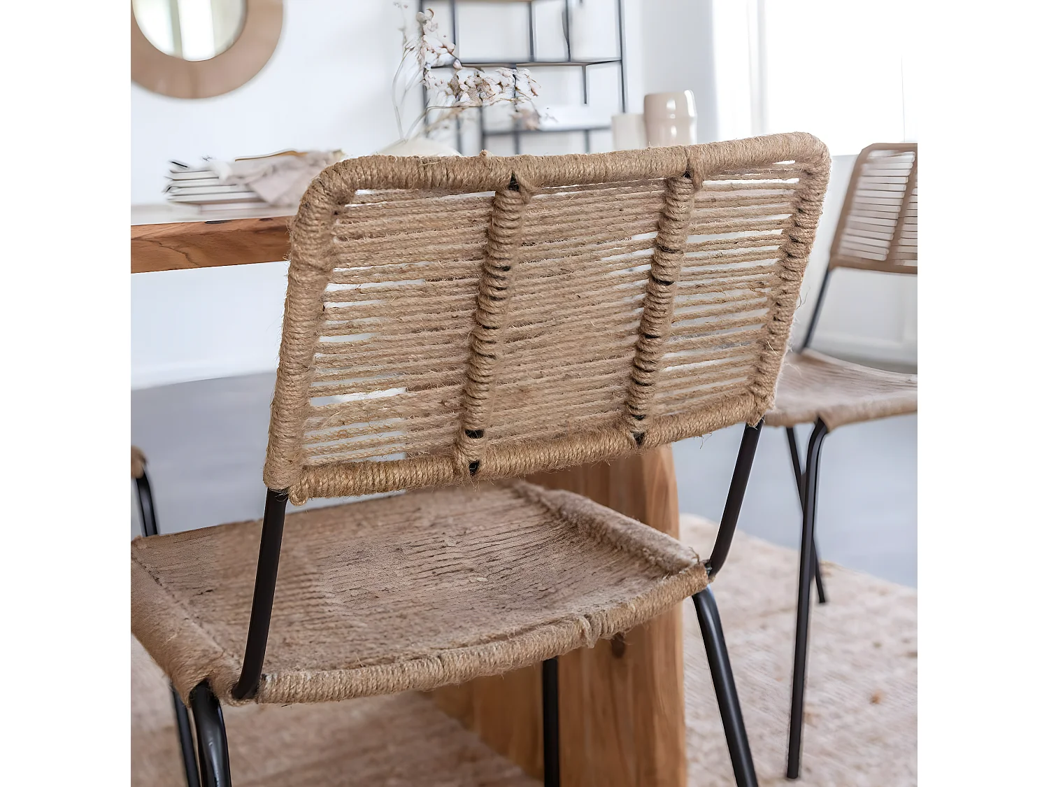 Chaise en métal et corde beige Emilia (lot de 2)