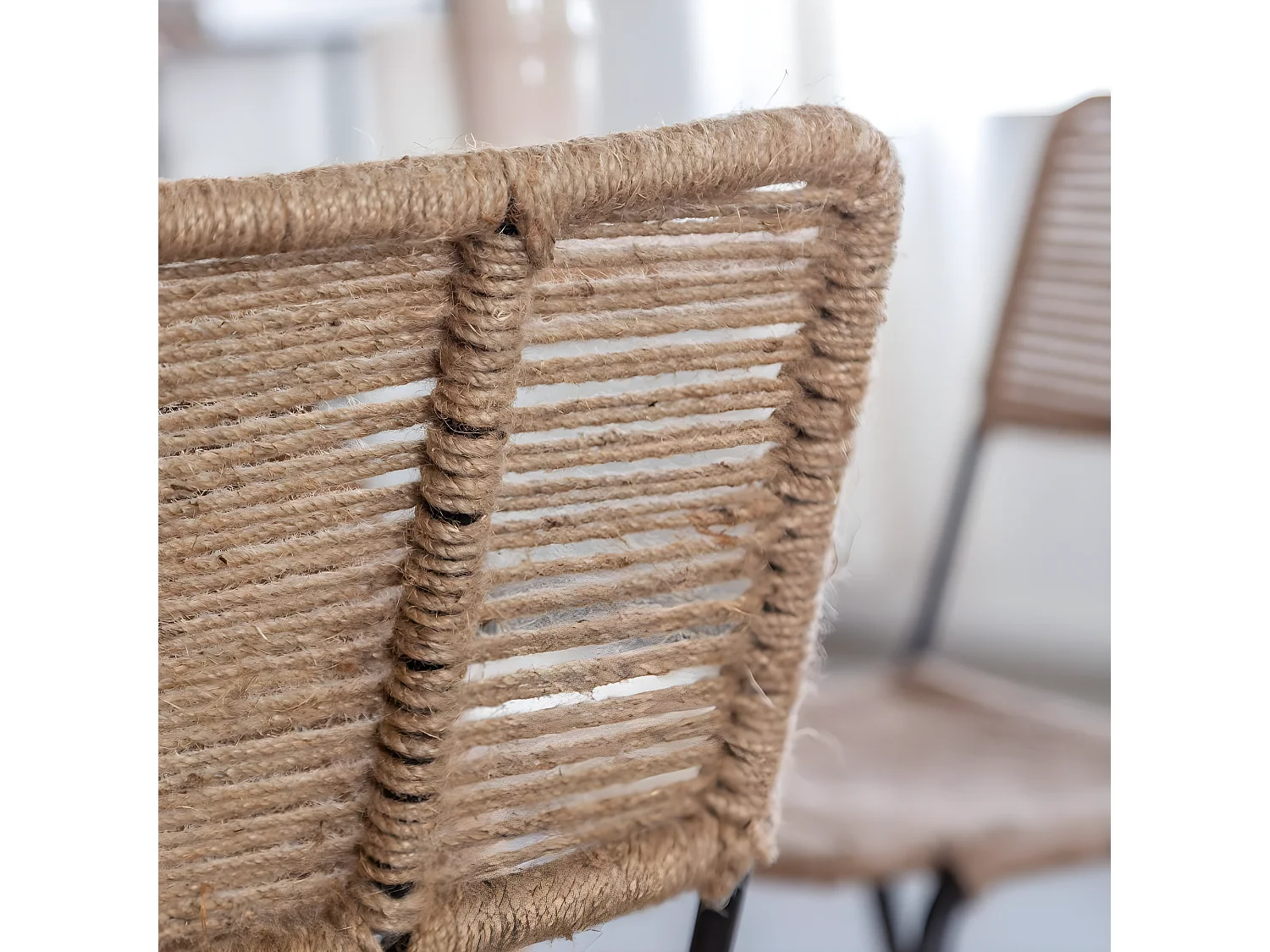 Chaise en métal et corde beige Emilia (lot de 2)