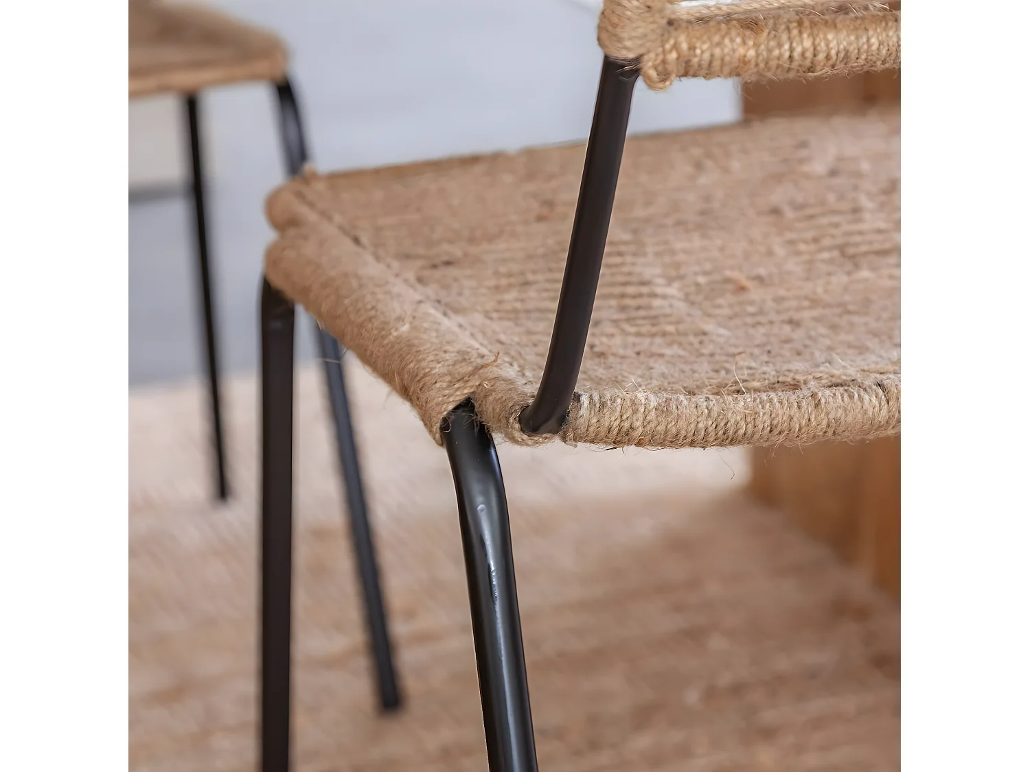 Chaise en métal et corde beige Emilia (lot de 2)