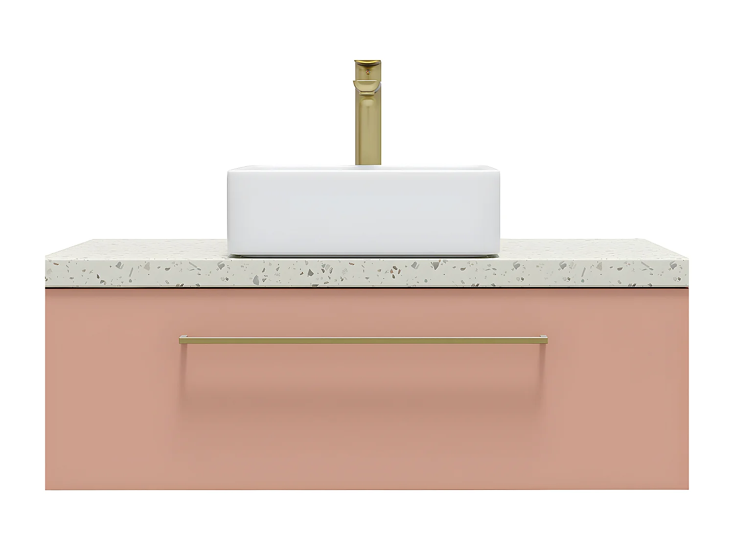 Meuble de salle de bain suspendu vasque à poser 90cm 1 tiroir Abricot - Glasgow