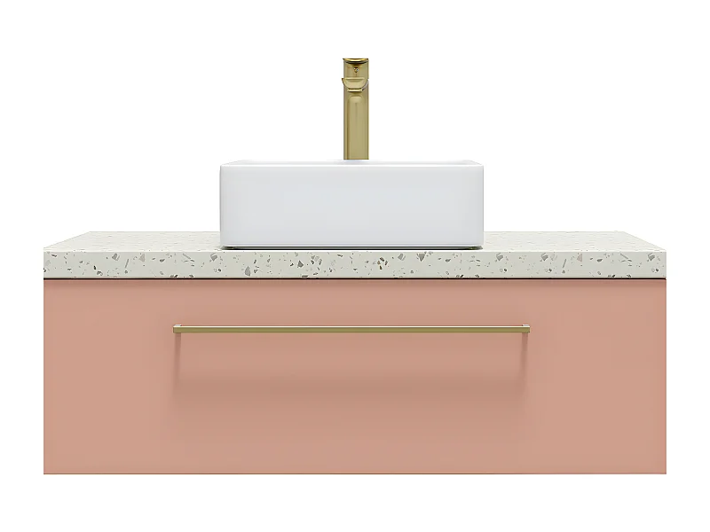 Meuble de salle de bain suspendu vasque à poser 90cm 1 tiroir Abricot - Glasgow