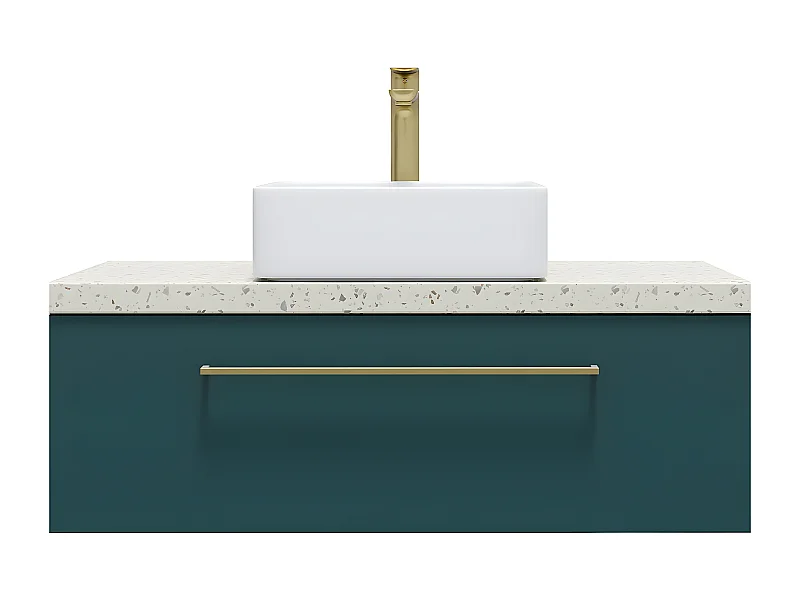 Meuble de salle de bain suspendu vasque à poser 90cm 1 tiroir Bleu - Glasgow