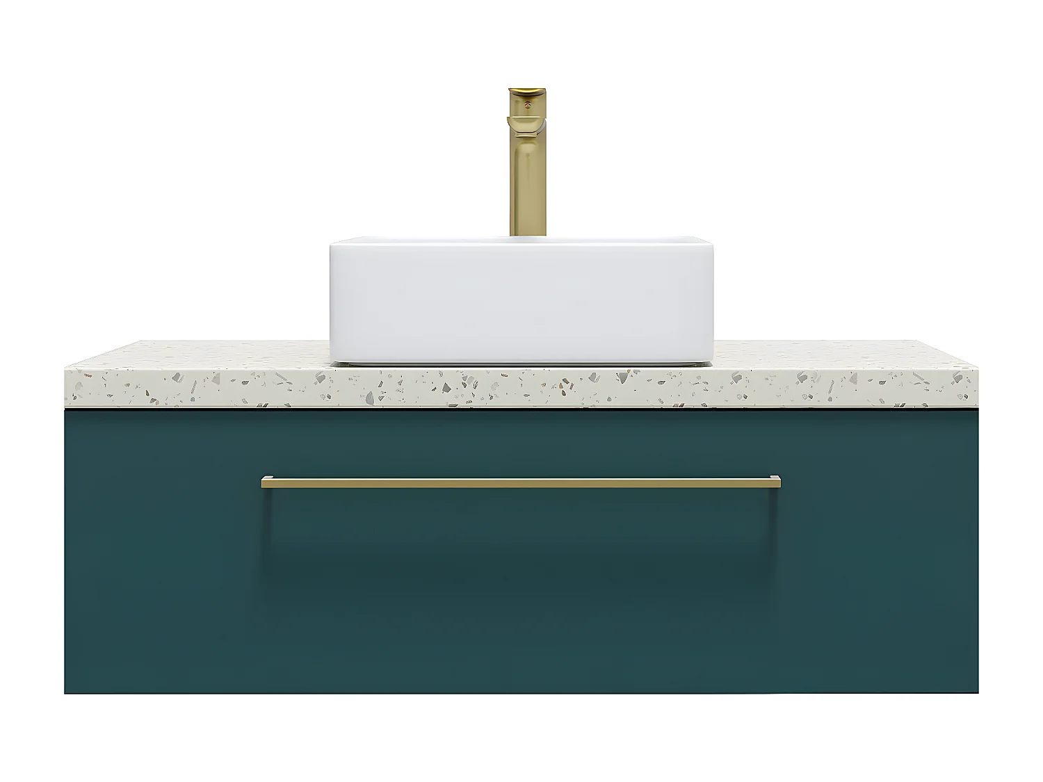 Meuble de salle de bain suspendu vasque à poser 90cm 1 tiroir Bleu - Glasgow