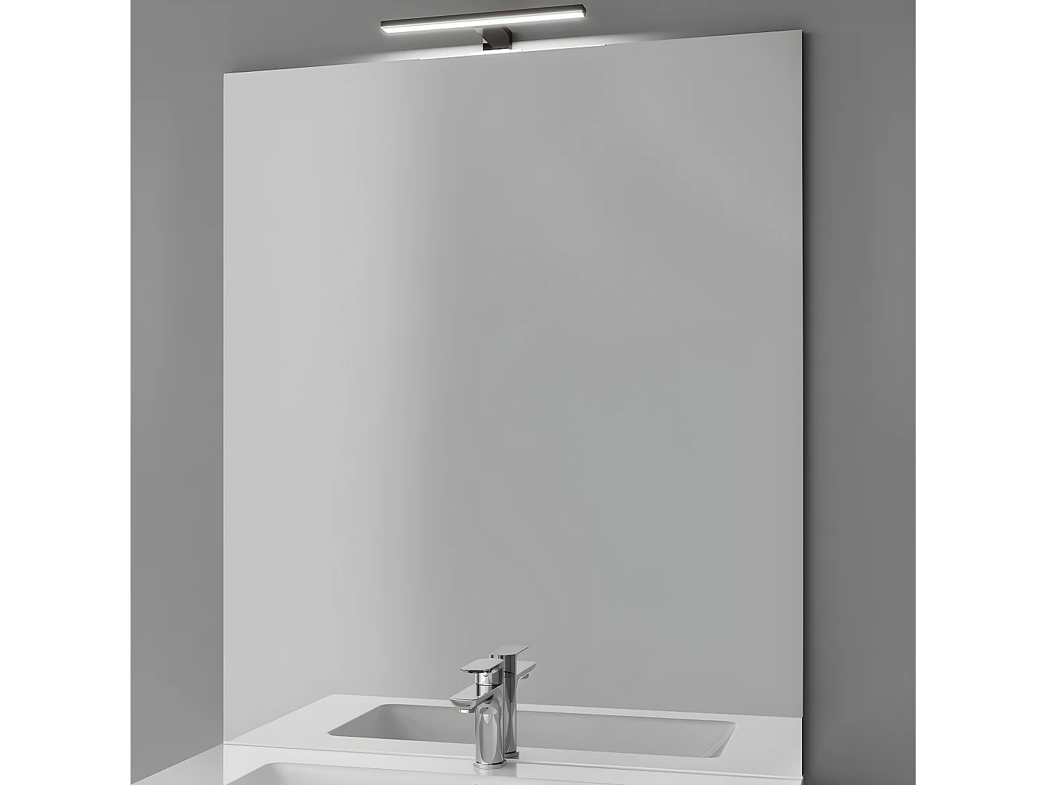 Meuble de salle de bain suspendu avec pieds double vasque intégrée 120cm 3 portes Chêne clair + miroir - Chelsea